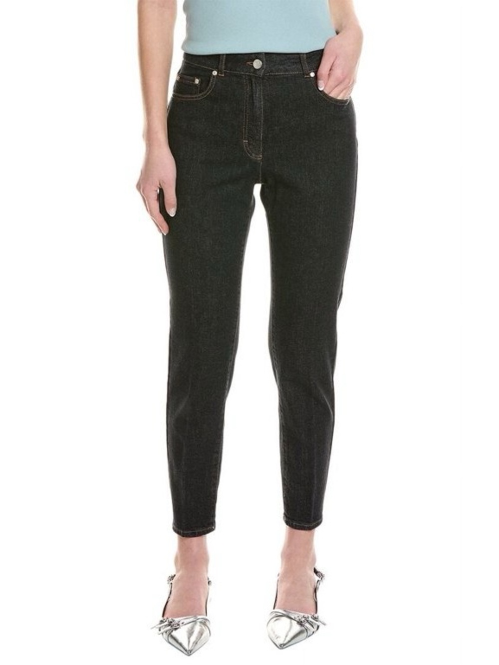 High End Designer Peserico Italy Carrot Dark Denim Jeans  Style P04544LH Sz. 42